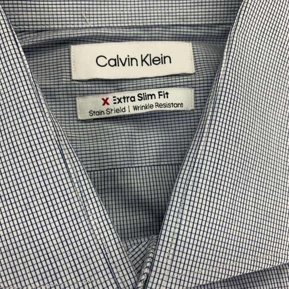 Calvin Klein Mens Extra Slim Fit Stretch Untucked Button Down Shirt Blue L - Picture 3 of 4